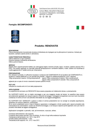 Tixe Renovatix 750ml smalto bicomponente bianco cemamizzante per ceramiche e sanitari