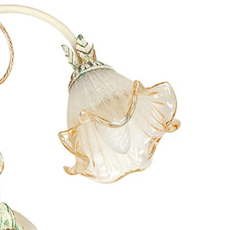 Plafoniera Classica Metallo Diffusori Vetro Decoro a Mano Floreale E14