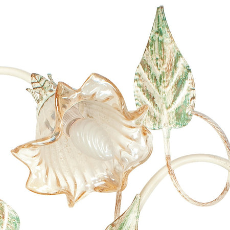 Plafoniera Metallo diffusori Vetro Decoro a Mano Floreale Lampada Classica E14
