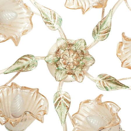 Plafoniera Metallo diffusori Vetro Decoro a Mano Floreale Lampada Classica E14
