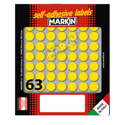 Etichetta Adesiva Giallo Tonda D14Mm (10Fogli X 63Etichette Markin