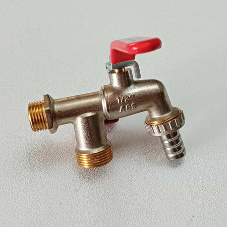 Rubinetto sfera da giardino 1/2" doppio con portagomma