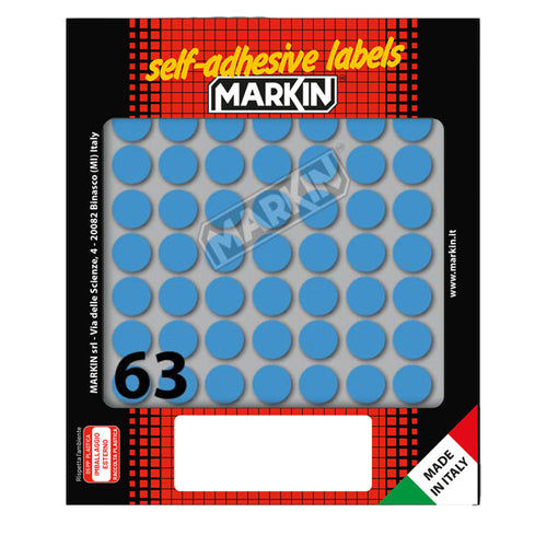 Etichetta Adesiva Blu Tonda D14Mm (10Fogli X 63Etichette Markin