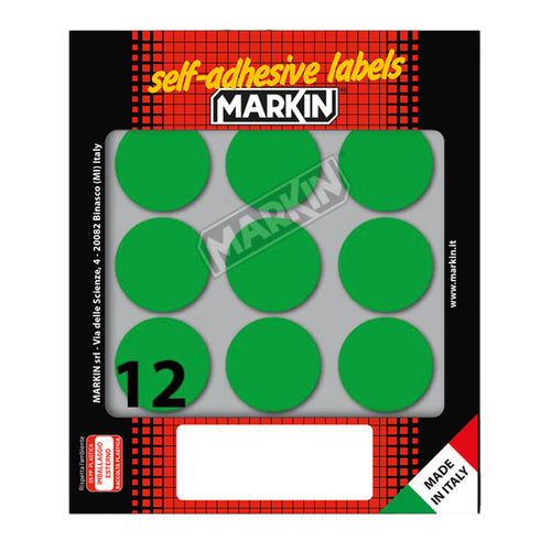 Etichetta Adesiva Verde Tonda D34Mm (10Fogli X 12Etichette Markin
