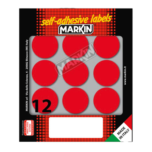 Etichetta Adesiva Rosso Tonda D34Mm (10Fogli X 12Etichette Markin