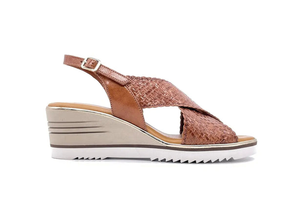 DONNA SOFT Sandali donna incrociati treccia cuoio