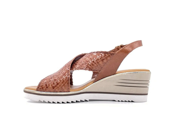 DONNA SOFT Sandali donna incrociati treccia cuoio