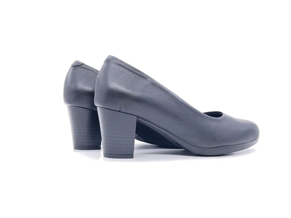 DOREA decollete donna in pelle nera con fondo in gel