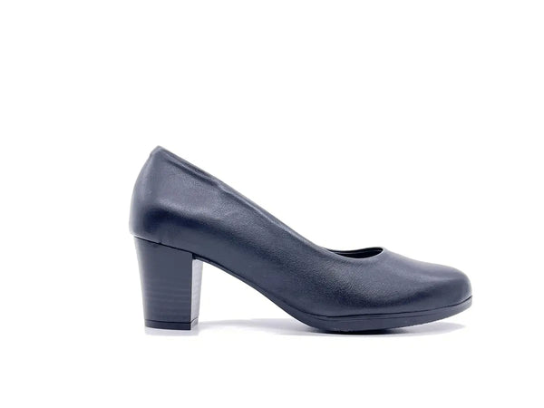 DOREA decollete donna in pelle nera con fondo in gel