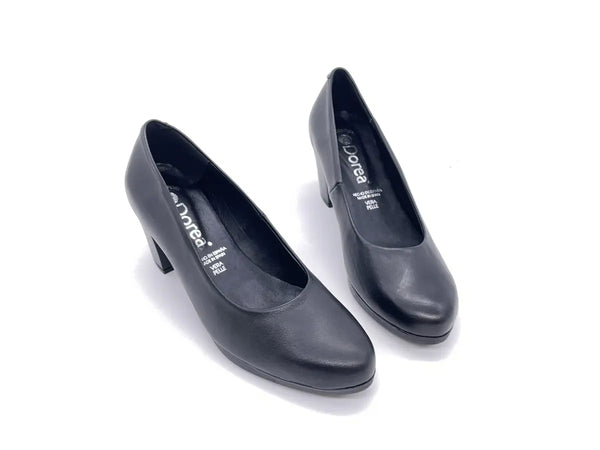DOREA decollete donna in pelle nera con fondo in gel
