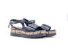 REPO Sandali donna In pelle nera con zeppa in sughero