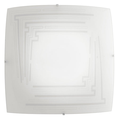 Plafoniera Lampada Moderna Quadrata Vetro Decoro Glitterato Soffito Parete E27