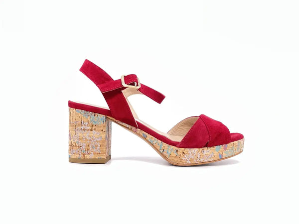 MOT-CLE' BY DONNA SOFT Sandali camoscio rosso cardinale