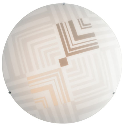 Plafoniera Moderna Vetro Bianco Decoro Frecce Soffitto Parete E27