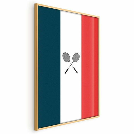 Poster - French Flags and Black Badminton Rackets