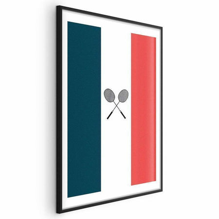 Poster - French Flags and Black Badminton Rackets
