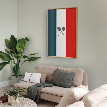 Poster - French Flags and Black Badminton Rackets