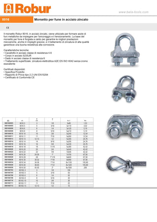 Robur morsetto zincato a cavallotto da 5mm per fune - 2pz