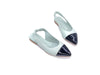 JACKAL Slingback donna in pelle acquamarina e punta nera in vernice