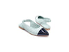 JACKAL Slingback donna in pelle acquamarina e punta nera in vernice