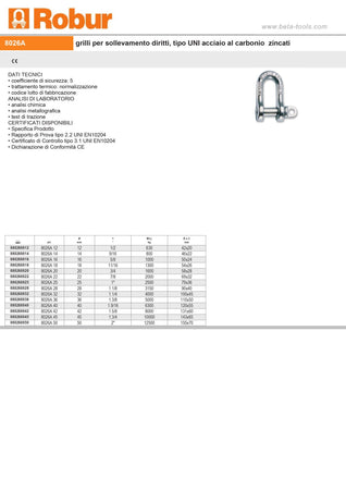 Robur grillo 8mm 5/16 di sollevamento diritto in acciaio zincato