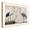 Poster - Birds from an Old Engraving - vintage-style illustration of a heron and a crane