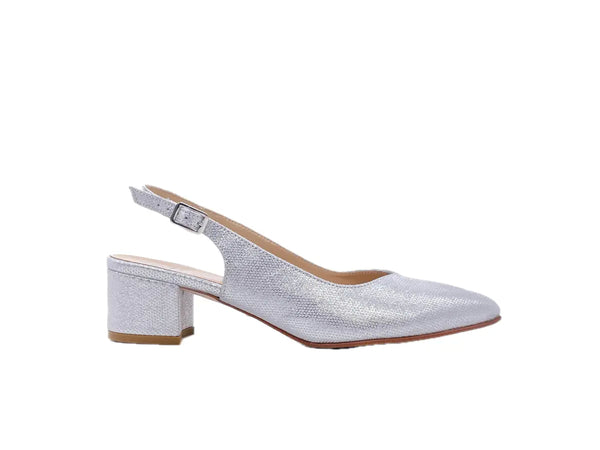 ELLEN Slingback basso donna in pelle Iron Argento