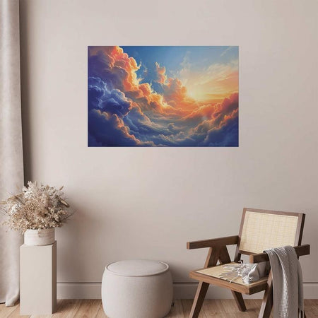 Poster - Sunset Over a Cloudy Sea: A Wonderful Symphony of Colors