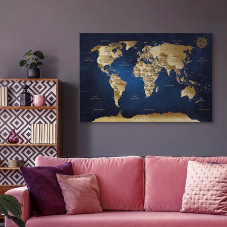 Quadro World Map The Dark Blue Depths