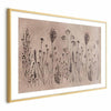 Poster - Field Flowers - black plants on a lime wash background