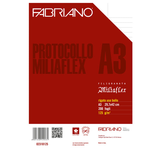 Protocollo Uso Bollo F.To A3 Chiuso (21X29,7Cm 200Fg 125Gr Fabriano