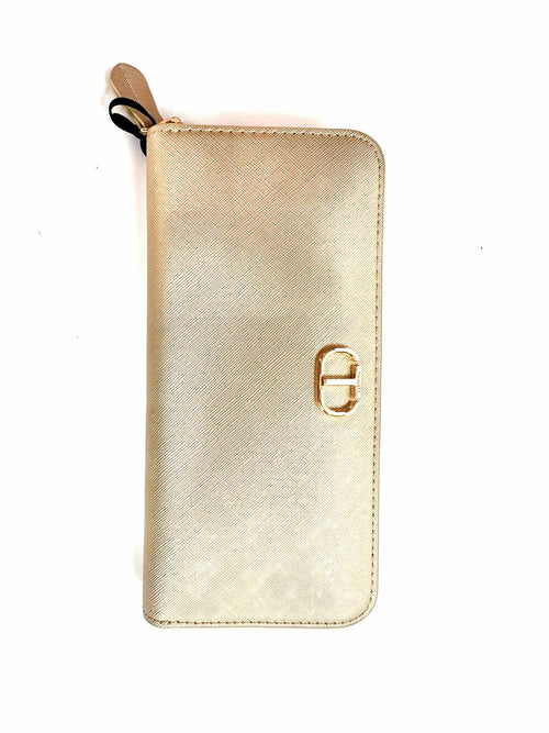 TWINSET Portafoglio Zip around grande 241TH7010 Saffiano Golden