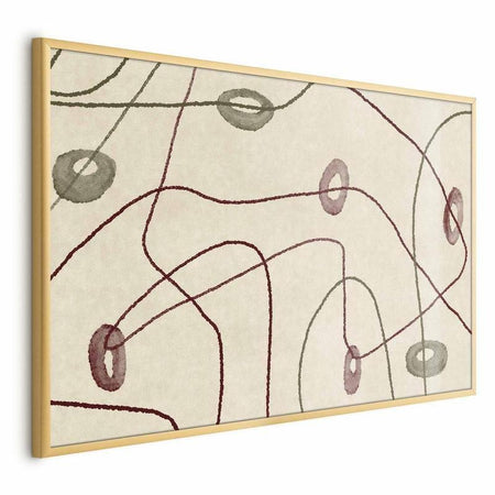 Poster - Lines and Shapes - a bead labyrinth on a pale, worn background