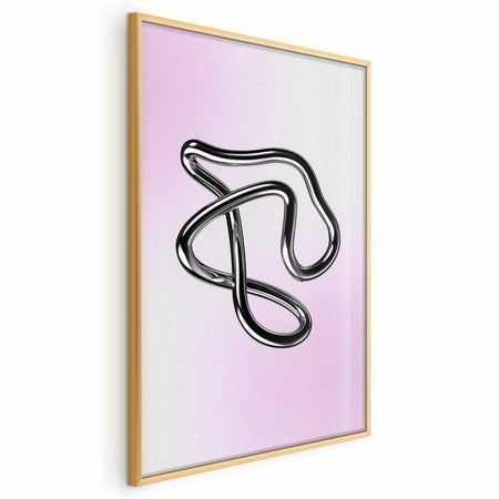 Poster - Silver Intricacies - fluid metallic figure on a gradient background