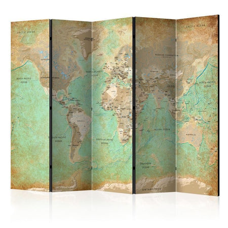 Paravento Turquoise World Map [divisori da interno]