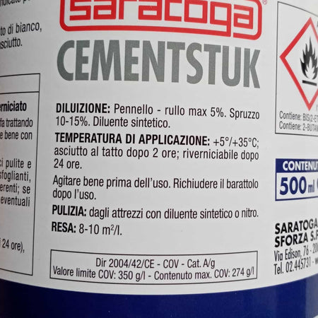 Saratoga Cementstuk 500ml fondo primer bianco opaco per muro e legno