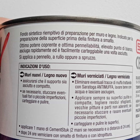 Saratoga Cementstuk 500ml fondo primer bianco opaco per muro e legno