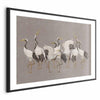 Poster - Crane Dance - light bird silhouettes on a warm-gray textured background