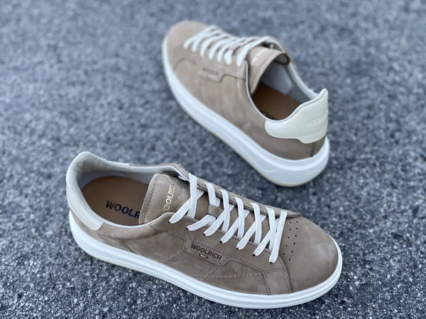 WOOLRICH Sneakers Uomo Beige Nabuk Abrasivato