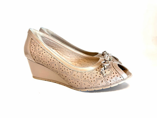 ENVAL SOFT Decollete con zeppa in pelle beige