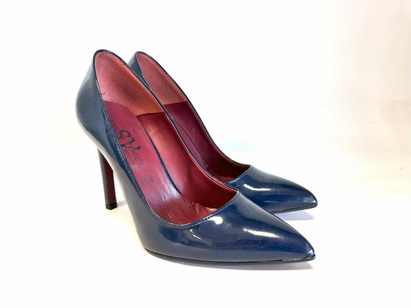 STUDIO VENICE Décolleté alto ecopelle vernice blu