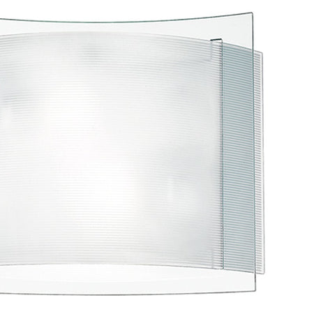 Plafoniera Moderna Doppio Vetro Trasparente e Bianco Rigato Interno E27