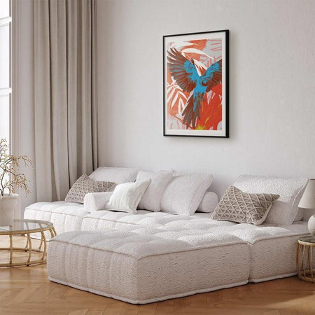 Poster - Exotic Wings - parrot among abstract leaf patterns