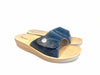 INBLU ciabatta mono fascia a strappo rettile blu con fondo oro