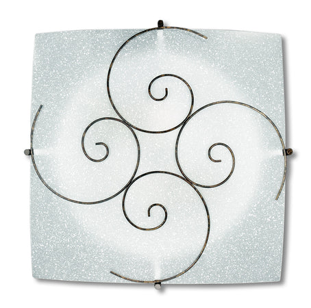 Plafoniera bianca con decoro dalla forma a spirale 60 watt E27