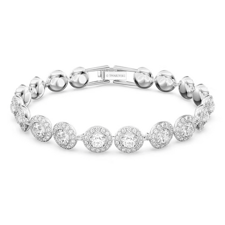 Swarovski  Bracciale Tennis Una Angelic Taglio Round, Bianco, Placcato rodio