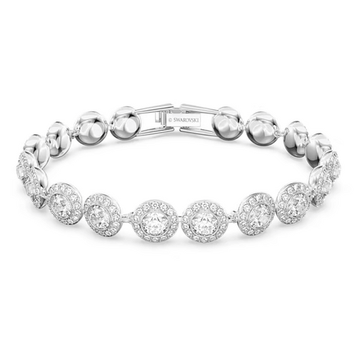 Swarovski  Bracciale Tennis Una Angelic Taglio Round, Bianco, Placcato rodio