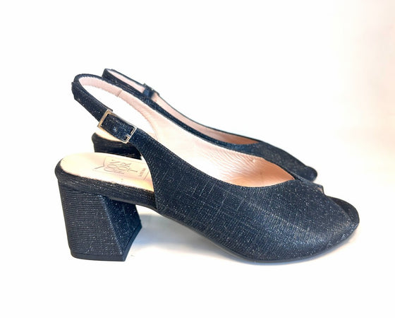 comfort Sandalo donna accollato in lurex nero tacco 50