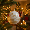 Palline per albero di Natale in vetro decorate colore bianco con glitter