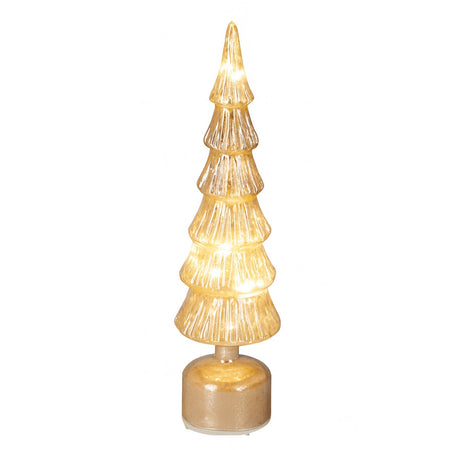 Albero decorativo in vetro color oro con luci Led a batteria per decorazione natalizie